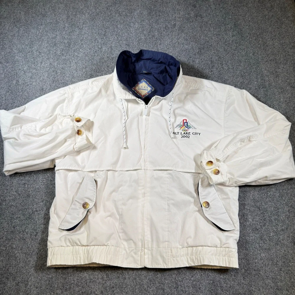 Gear For Sports 2002 Winter Olympics Windbreaker Jacket Small White Vintage